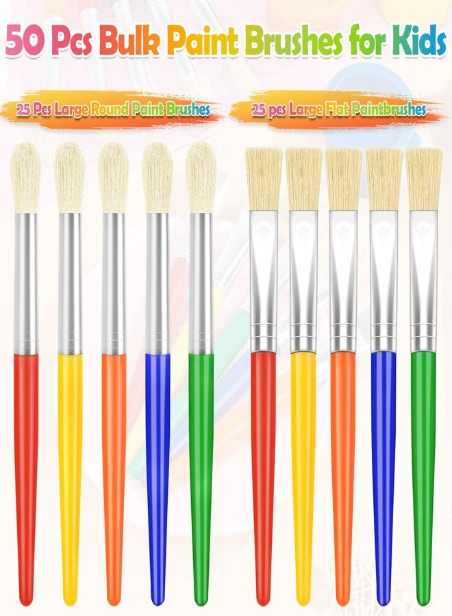 anezus Paint Brushes, Anezus 50 Pcs Kids Paint Brushes Bulk Toddler Paint Brushes Set with Big Round Paint Brush and Large Flat Paint Brushes for Preschool Children Painting Party Supplies - Image 5