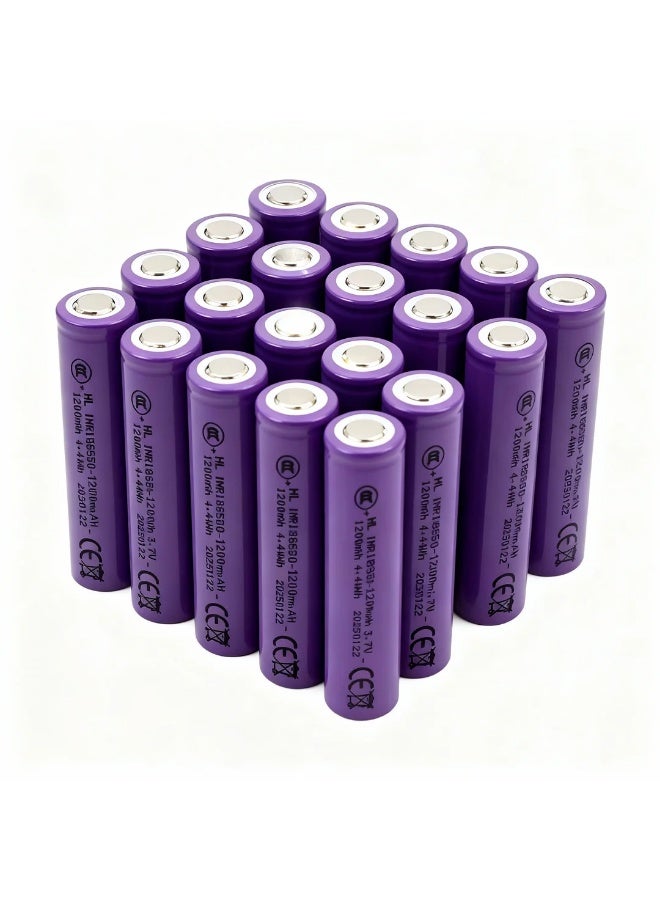 robotgcc 20 Pack 18650 Li-ion Battery 3.7 V 1200 mAh Flat Top | Reliable Power for STEM Education & Team Projects - Image 1