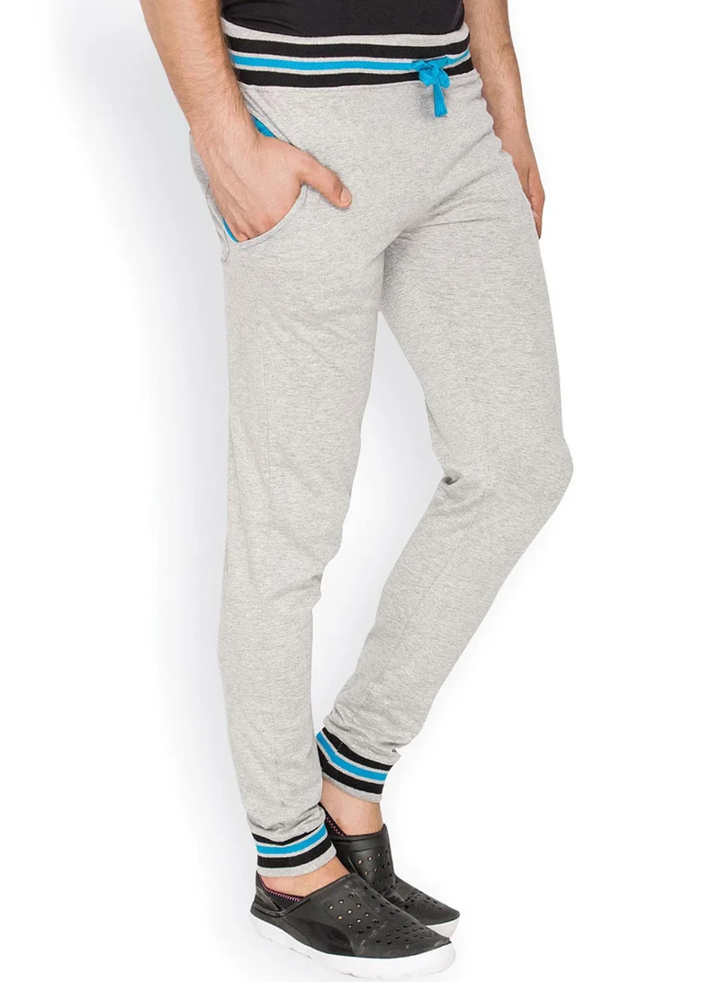 Campus Sutra Men's Cloud Grey Block-Knit Trackpants