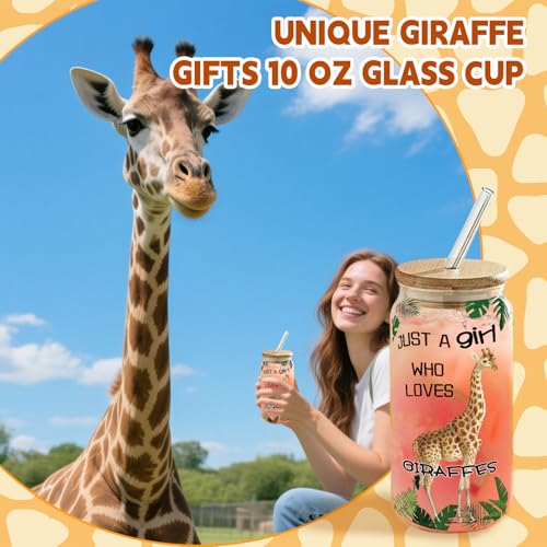 Zhirlyn Giraffe Gifts for Women Giraffe Lover Gift Set Include 16oz Glass Cup Makeup Bag Socks, Bracelet & 50 Stickers for Birthday Christmas (Classic) - Image 5
