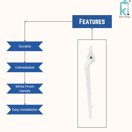 KI Plastic Toilet Flush Tank Lever Handle (Parry Type, White) - Image 4