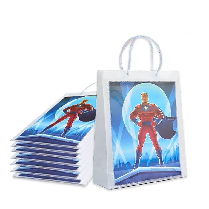 ARTEK Premium Superhero Kids Gift Bags Pack of 5 EcoFriendly Polypropylene Return Gift Bags Sturdy Handle NonTearable Waterproof Ideal for Return Gifts 13 X 35 X 11 Inch - Image 1