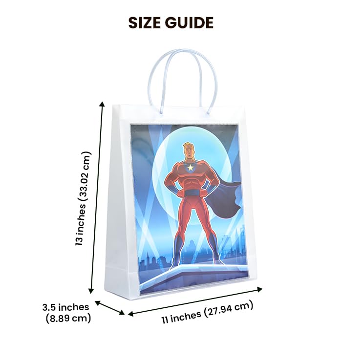 ARTEK Premium Superhero Kids Gift Bags Pack of 5 EcoFriendly Polypropylene Return Gift Bags Sturdy Handle NonTearable Waterproof Ideal for Return Gifts 13 X 35 X 11 Inch - Image 2