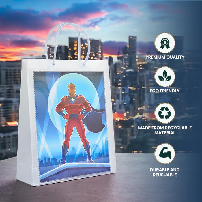 ARTEK Premium Superhero Kids Gift Bags Pack of 5 EcoFriendly Polypropylene Return Gift Bags Sturdy Handle NonTearable Waterproof Ideal for Return Gifts 13 X 35 X 11 Inch - Image 4