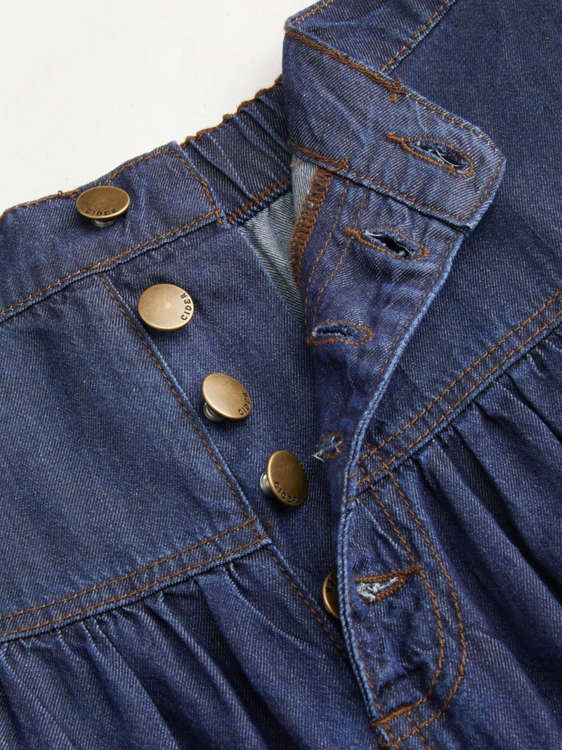 CIDER Womenâ€™s Long Jean Denim Tiered Button Down High Waisted Maxi Skirts - Image 2