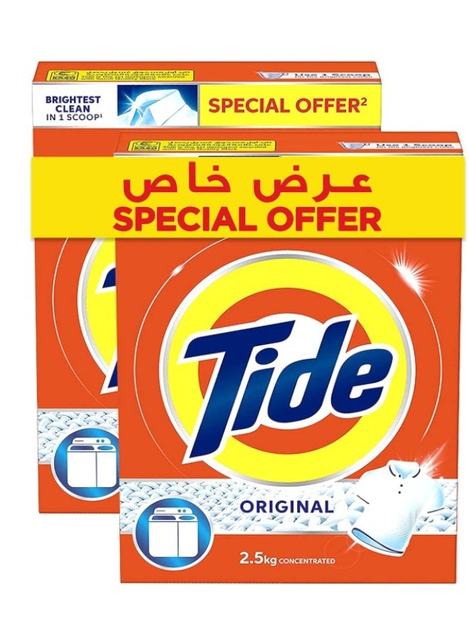 تايد مسحوق غسيل تايد شبه الأوتوماتيكي، برائحة أصلية، غسيل نظيف خالٍ من البقع، عبوة مزدوجة 2.5 كجم - Image 1