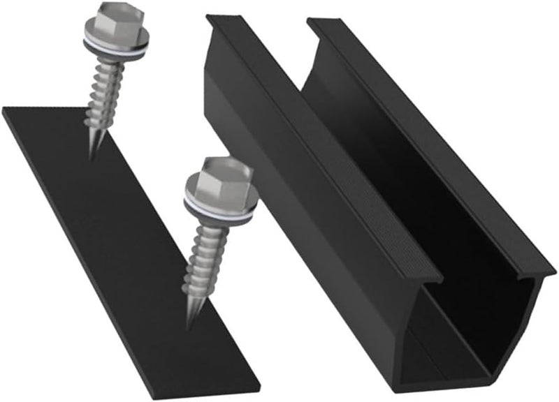 Black Aluminum Alloy Solar Mounting Bracket Rail 12cm Weather Resistant For PV Panels 1pc - Image 1