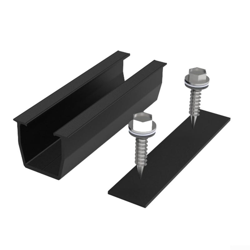 Black Aluminum Alloy Solar Mounting Bracket Rail 12cm Weather Resistant For PV Panels 1pc - Image 4