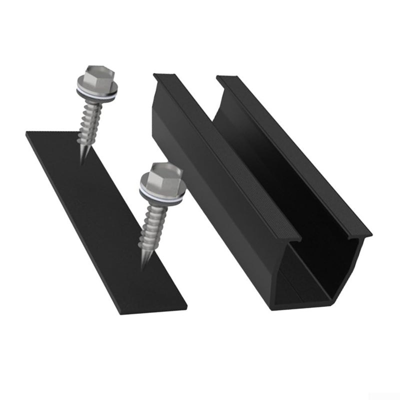 Black Aluminum Alloy Solar Mounting Bracket Rail 12cm Weather Resistant For PV Panels 1pc - Image 2