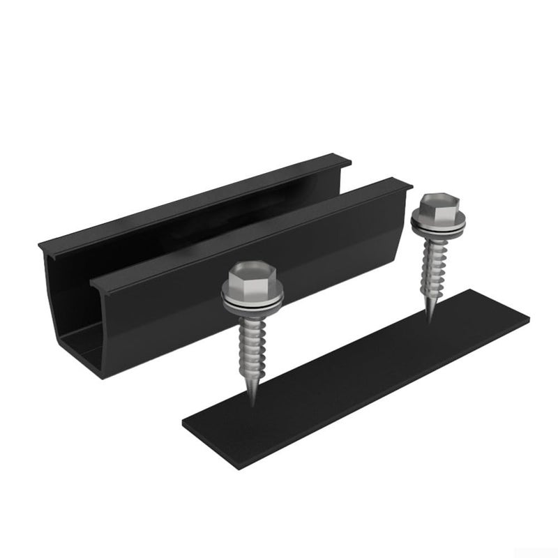 Black Aluminum Alloy Solar Mounting Bracket Rail 12cm Weather Resistant For PV Panels 1pc - Image 3