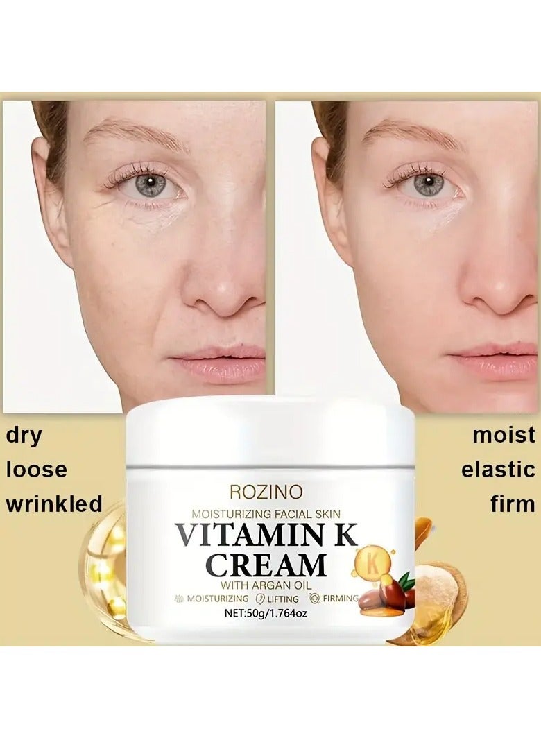 ROZINO Vitamin K Facial Moisturizer for Women - Hypoallergenic, Non-Greasy Hydration Formula with Argan & Turmeric, Vitamin C Infused, Suitable for All Skin Types, Promotes Even Skin Tone - Image 3