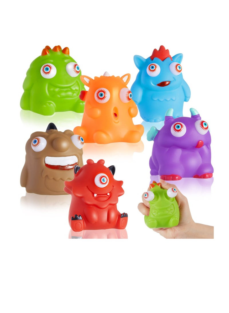 Zikra 6 Pcs Stress Relief Toys, Squeeze Toys with Pop Out Eyes, Fun Squeeze Stress Relief Toys for Kids, Birthday Party Favors for Boys Girls - Image 1