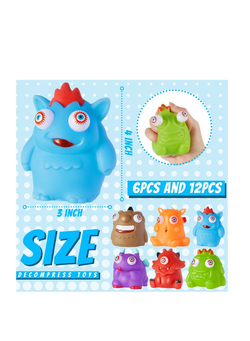 Zikra 6 Pcs Stress Relief Toys, Squeeze Toys with Pop Out Eyes, Fun Squeeze Stress Relief Toys for Kids, Birthday Party Favors for Boys Girls - Image 3