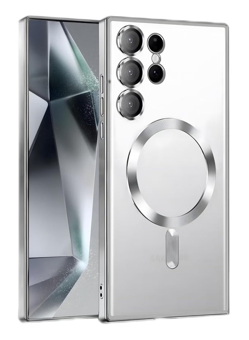 TIGER Case Compatible with Samsung Galaxy S25 Ultra 6.8" -- Clear Magnetic Case with Camera Protection – Slim & Shockproof Soft TPU Cover – Wireless Charging Compatible – Scratch-Resistant & Anti-Yellowing for Galaxy S25 Ultra Silver - Image 1