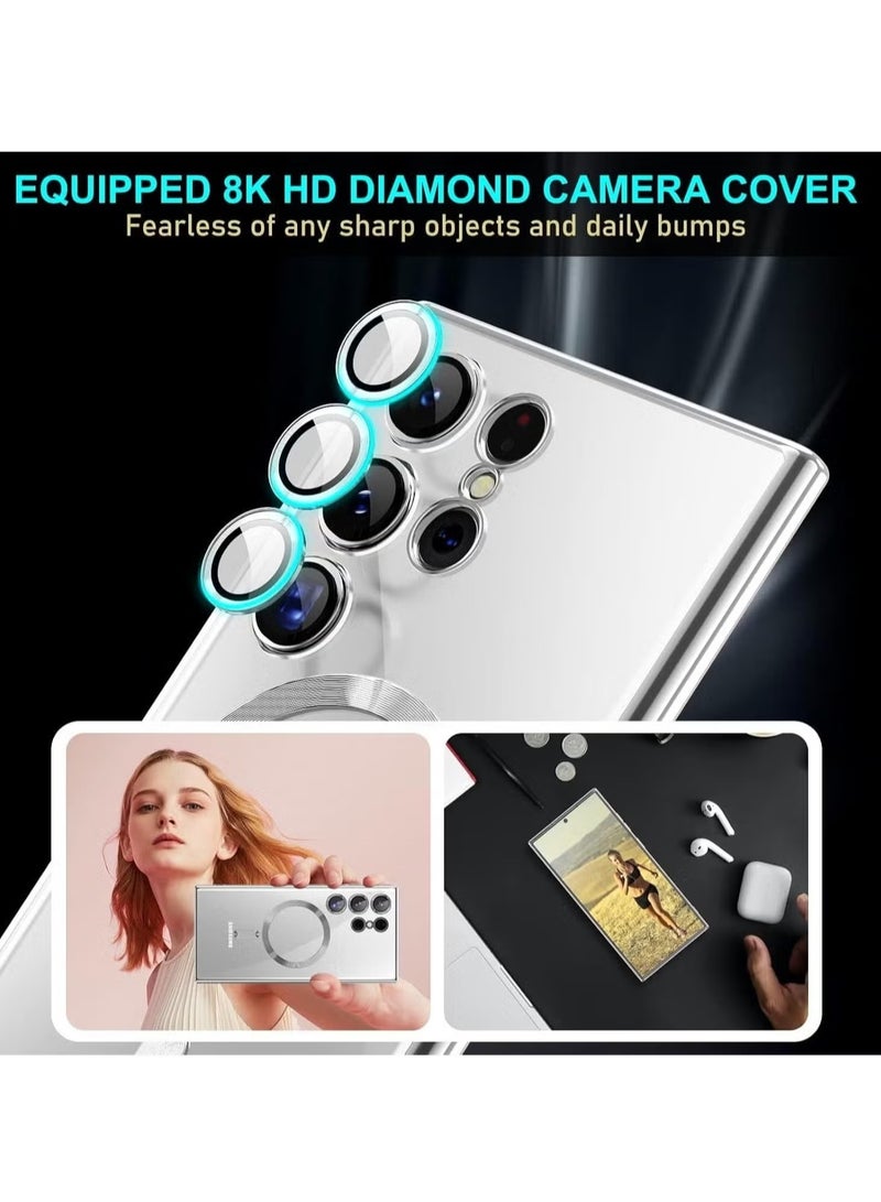 TIGER Case Compatible with Samsung Galaxy S25 Ultra 6.8" -- Clear Magnetic Case with Camera Protection – Slim & Shockproof Soft TPU Cover – Wireless Charging Compatible – Scratch-Resistant & Anti-Yellowing for Galaxy S25 Ultra Silver - Image 3
