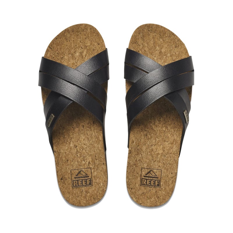 REEF Cushion Bloom Hi Womens Platform Fashion Sandal, Vegan Leather X Strap, Arch Support and Heel Cupping, Black/Tan, 6 - Image 2