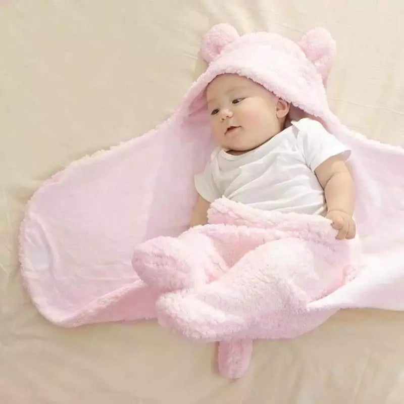 BRANDONN Fleece All Season Hooded Solid Supersoft 3 in 1 Wrapper Sleeping Bag Blanket (Pink and White) -Pack of 2 - Image 3