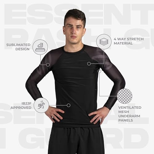 Sanabul Essential Long Sleeve Compression Training Rash Guard for MMA BJJ Wrestling Grappling and No Gi Jiu Jitsu Rashguard - All Black, Small - Image 4