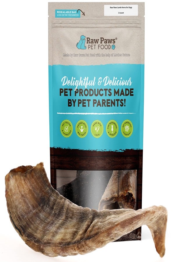 Raw Paws Lamb Horns for Dogs, Large (2-Count) - Packed in USA - Lamb Treats Dog Chew - Sheep Horns for Dogs - Dog Chew - Sheep Chews - Image 1