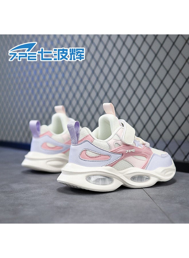 7-pe Girls' Shoes Spring New Breathable Mesh Pink Purple Youth Soft Sole Lightweight Children's Sports Sneakers - Image 2