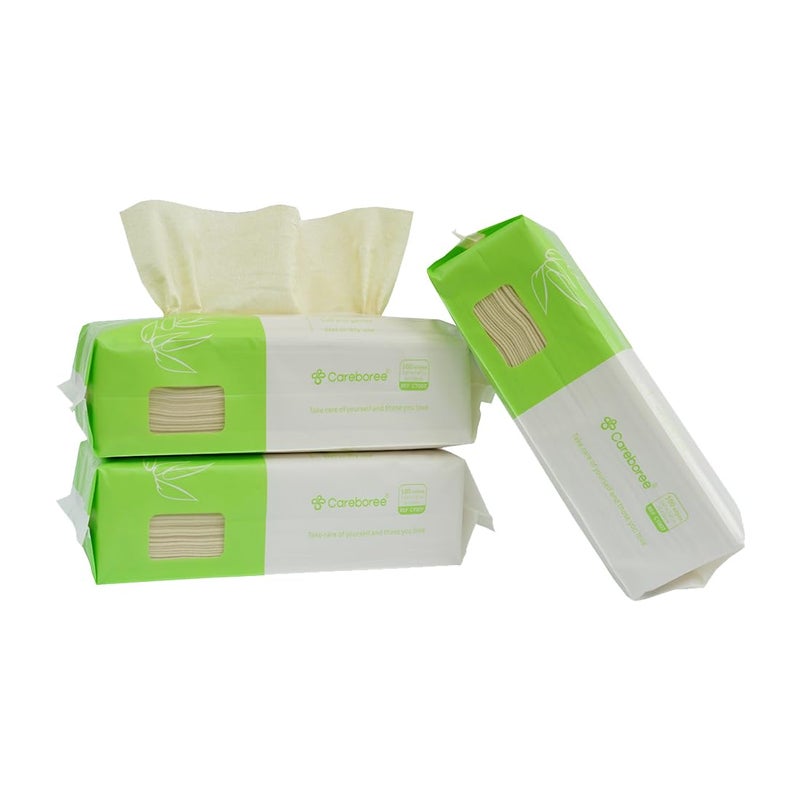 300 Count Careboree Unbleached Baby Dry Wipes Dry Unscented MultiPurpose Cotton Tissue
