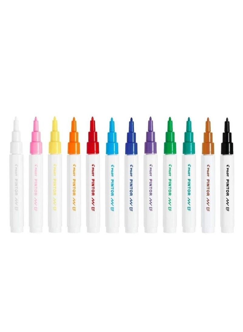 Pilot Pintor Water Based Paint Markers Set of 12 Extra Fine 0.7.mm - Image 2
