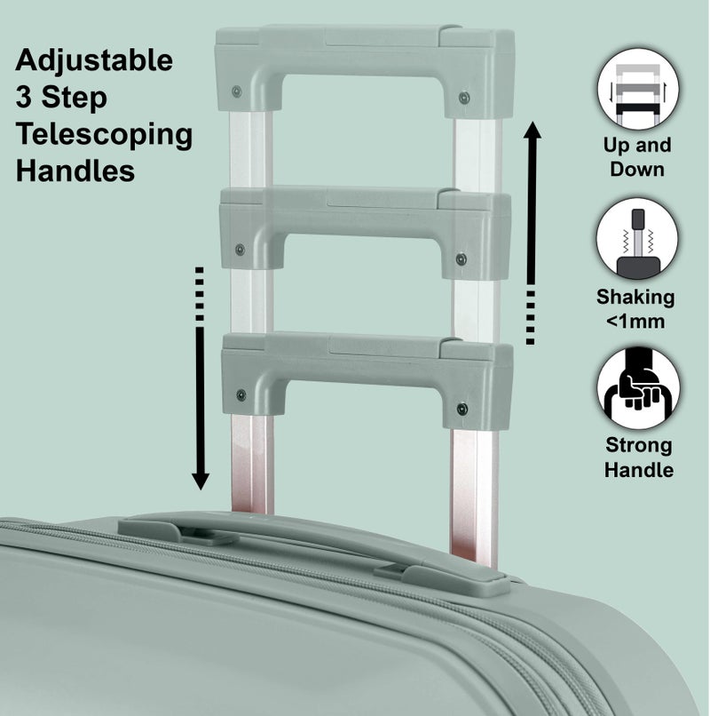 CABINPRO Unisex Expandable Medium Checked PP Fashion Trolley Lightweight Hard Shell Spinner luggage with 360° Degree 4 Twin Wheel and Double Zippers CP003-Green - Image 3