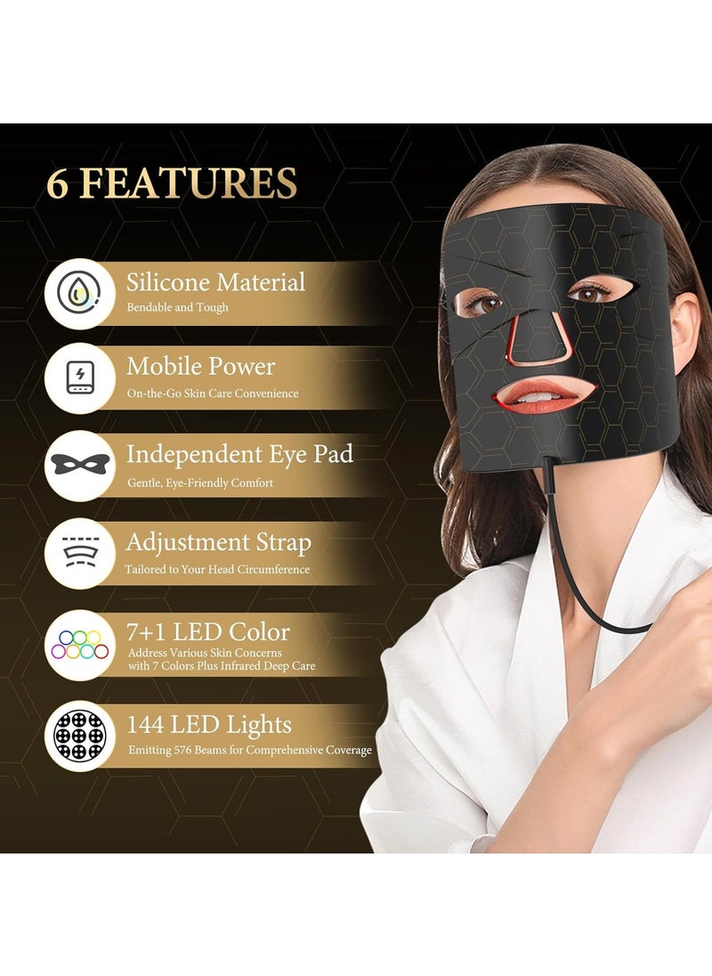 General Facial Red Light Therapy, 7+1 Colour NIR 850nm LED Light Mask Portable Rechargeable, Wireless Red Light Therapy for Home and Travel  - Image 2