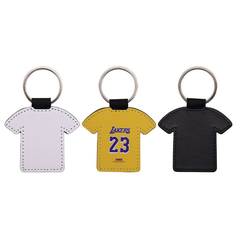 Sublimation Leather Keychain Blank Round T-shirt shape