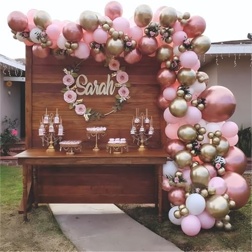 YOURS DECOR 56 Pcs Set of Pink, Rose gold balloons garland kit for Birthday decoration, Anniversary Celebration, Baby Shower, Home Party Decoration items - Image 4