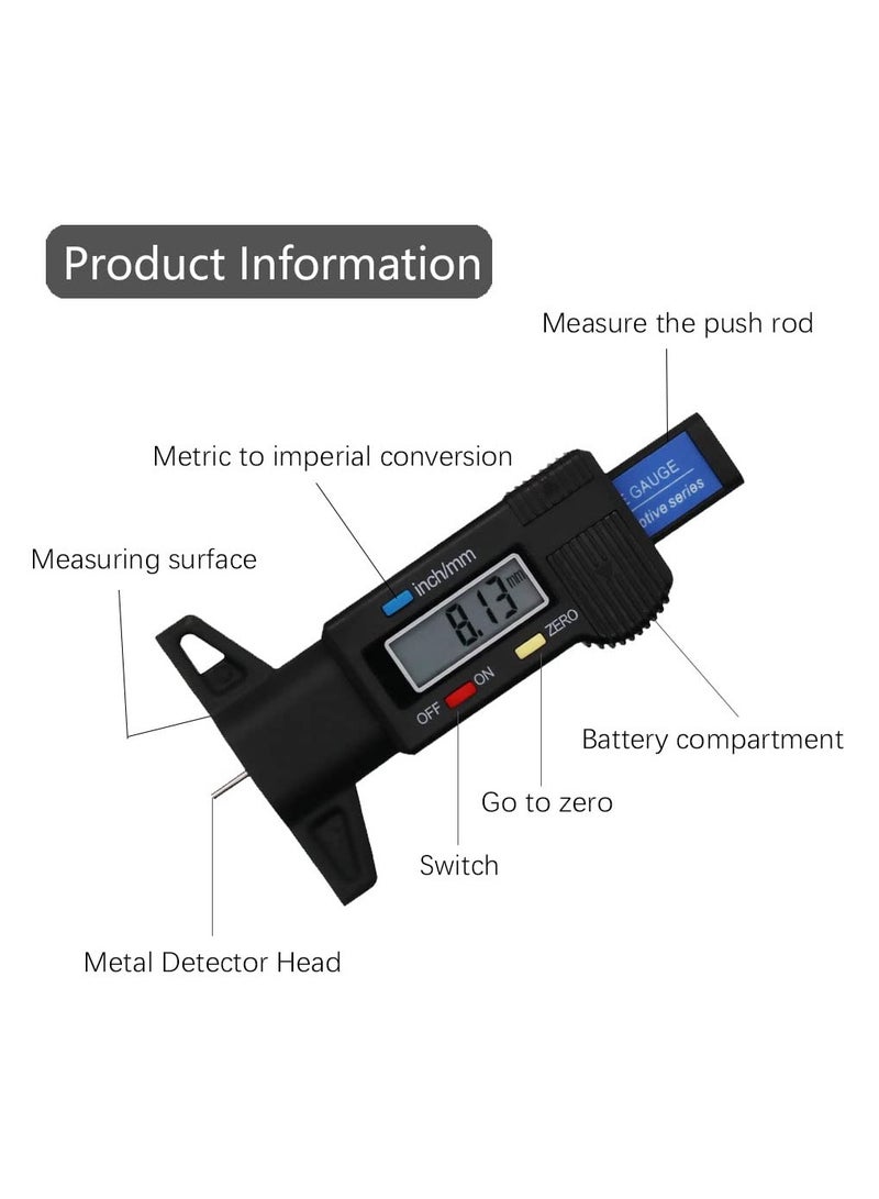 Excefore Tire Tread Depth Gauge, Digital Tire Tread Depth Gauge, 0-25.4 MM Inch Tyre Guage Digital with LCD Display Tread Checker Tire Tester, Tire Tread Depth Measuring Tool for Cars Trucks Vans SUV  - Image 2