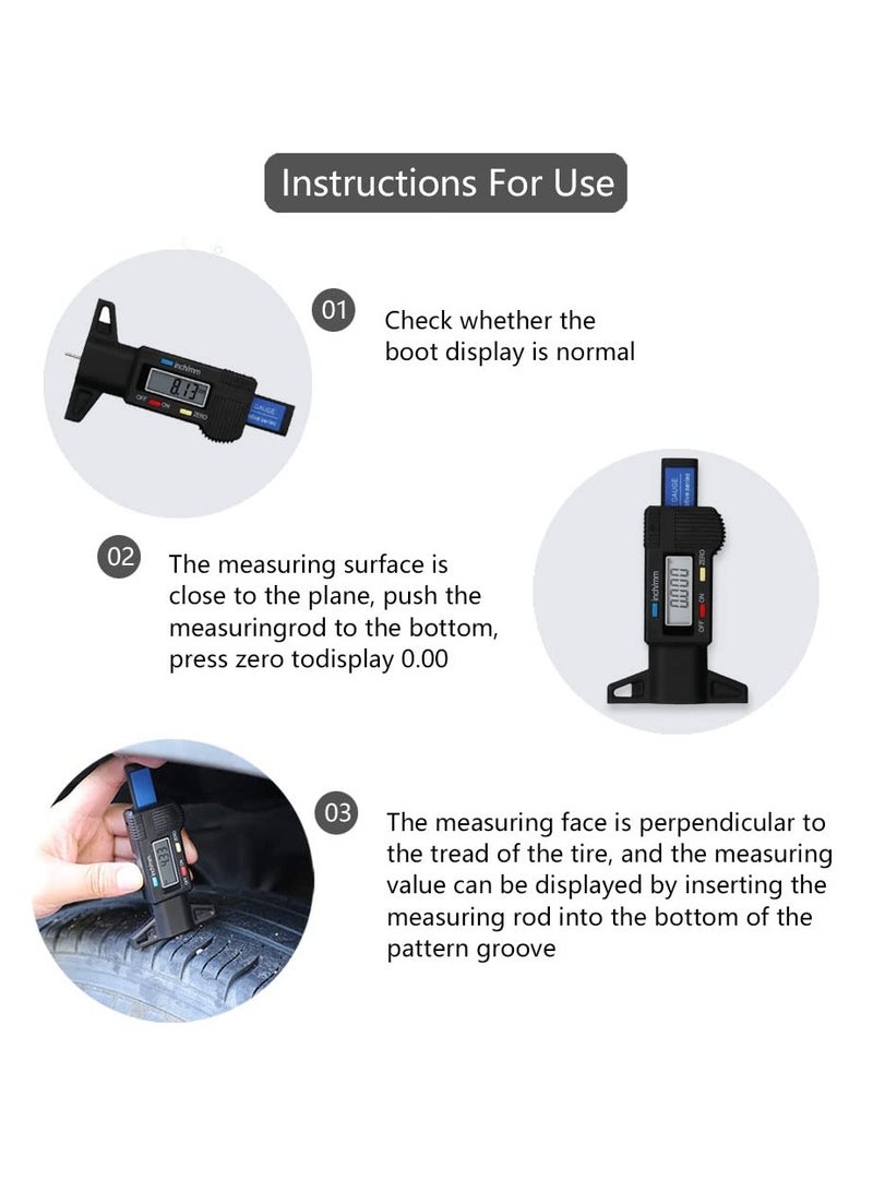 Excefore Tire Tread Depth Gauge, Digital Tire Tread Depth Gauge, 0-25.4 MM Inch Tyre Guage Digital with LCD Display Tread Checker Tire Tester, Tire Tread Depth Measuring Tool for Cars Trucks Vans SUV  - Image 4
