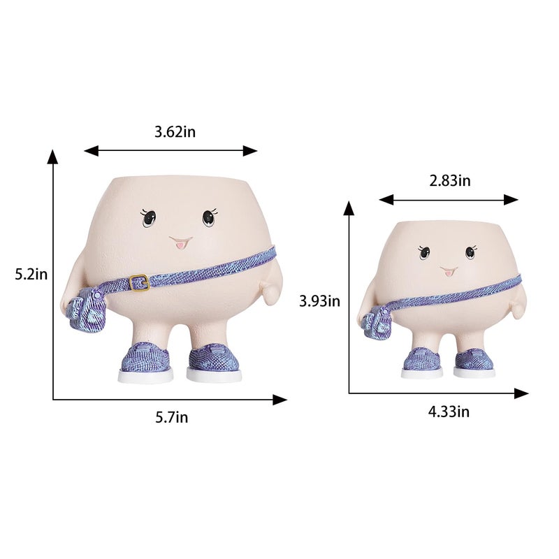 UMESONG Smily Face Planter Pot with Cute Bag Resin Head Planters for String of Pearls Plant Live Unique Succulent Pots with Drainage Hole for Indoor Outdoor Plants Gift IdeaI for Mother Day - Image 3
