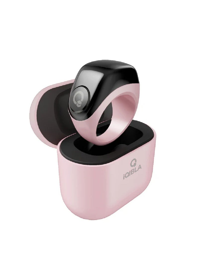 iQIBLA Smart Tasbih Zikr Ring Wide Display Powerful Battery Backup OLED Display Jood Smart Ring App Operated Tasbih Counter Waterproof Smart Zikr Ring Compatible Three Sizes (18mm/ 20mm/22mm) 5 Prayer Time Reminders iQibla Tasbih Smart Counter Pink - Image 1