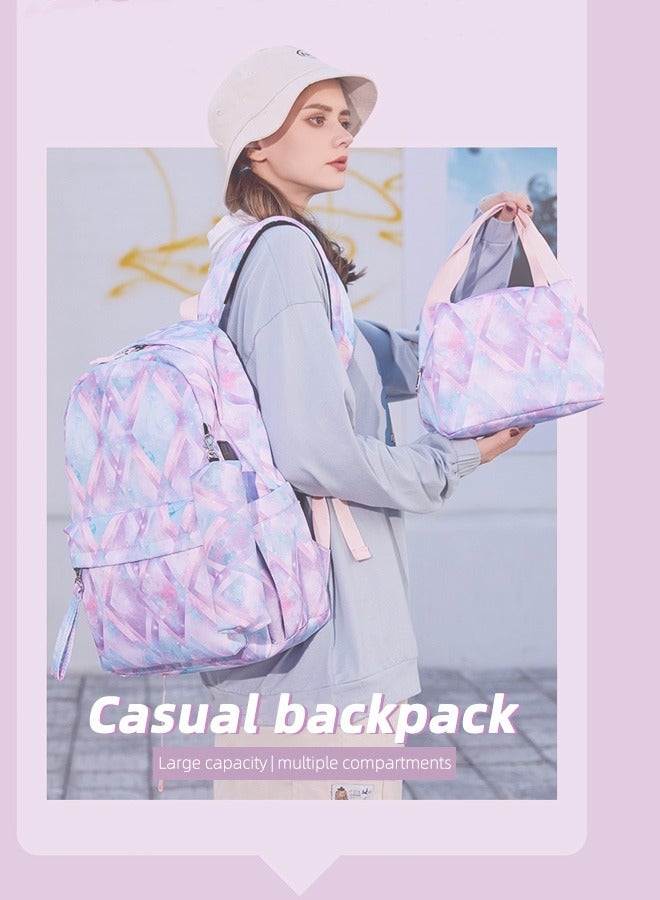 Joychic 3-Piece Graphic Printed Casual Backpack Waterproof Durable School Bag with USB Charging and Lunch Box Pencil Pouch Multicolour for Middle High School Students - Image 3