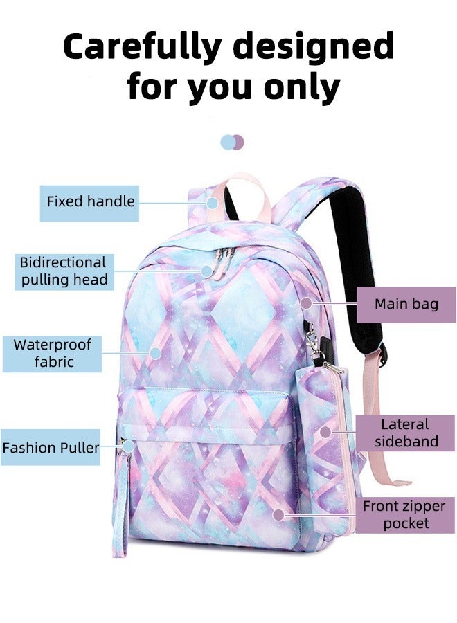 Joychic 3-Piece Graphic Printed Casual Backpack Waterproof Durable School Bag with USB Charging and Lunch Box Pencil Pouch Multicolour for Middle High School Students - Image 4