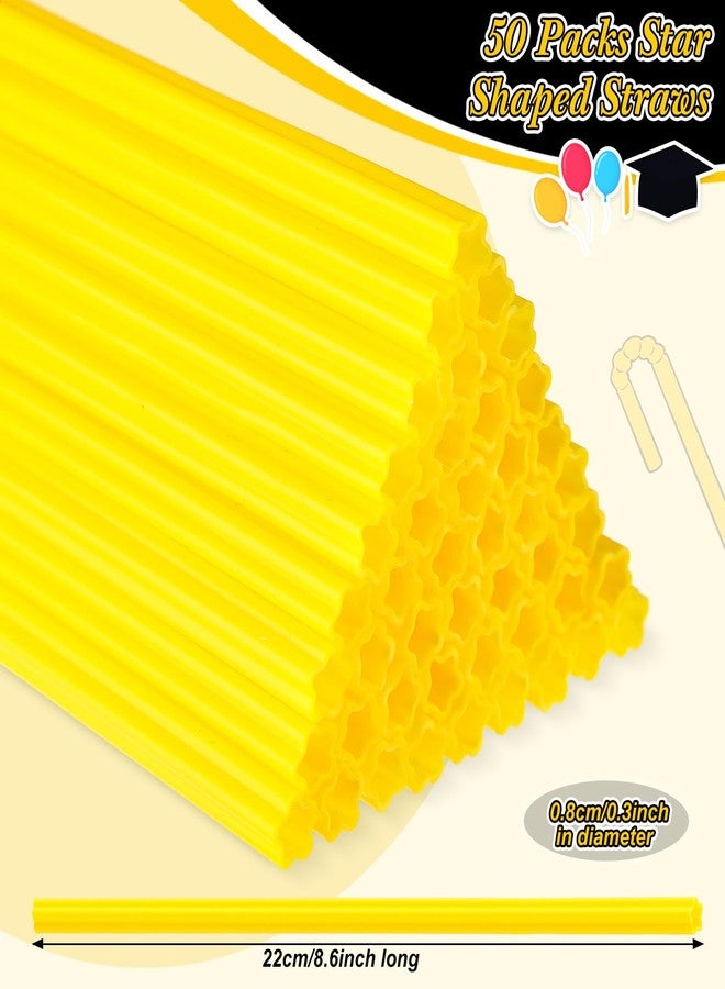 Potchen 50 Pcs Back to School Plastic Star Shaped Straws Disposable Drinking Straw Bulk for First Day of School Cocktail Birthday Bridal Shower Party Supplies (Yellow) - Image 3