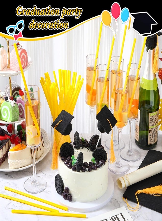 Potchen 50 Pcs Back to School Plastic Star Shaped Straws Disposable Drinking Straw Bulk for First Day of School Cocktail Birthday Bridal Shower Party Supplies (Yellow) - Image 2