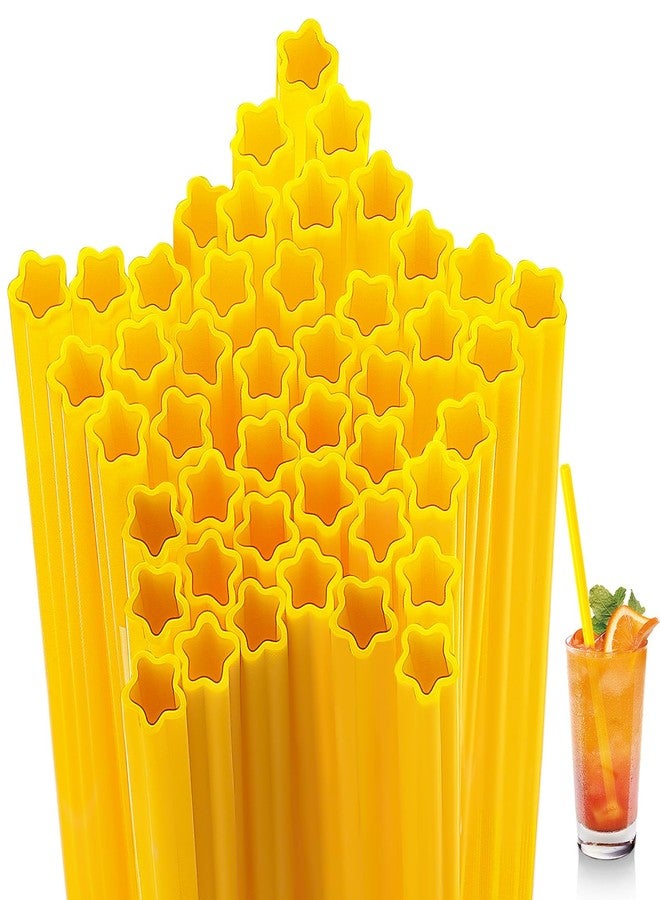 Potchen 50 Pcs Back to School Plastic Star Shaped Straws Disposable Drinking Straw Bulk for First Day of School Cocktail Birthday Bridal Shower Party Supplies (Yellow) - Image 1