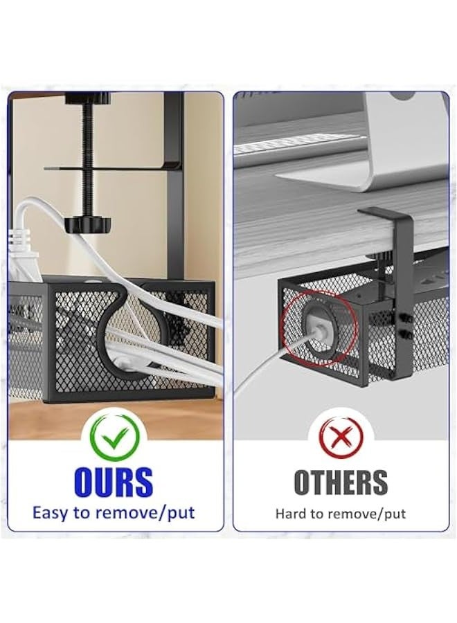 TRASSLE Under Desk Cable Management Tray, 13.4'' No Drill Steel Desk Cable Organizers, Wire Management Tray Cable Management Rack, Desk Cable Tray with Wire Organizer and Desk Cord Organizer  - Image 3