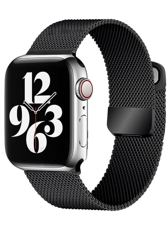 Generic ecband Magnetic Metal Milanese Loop Band Compatible with Apple Watch Band 38mm 40mm 41mm, Adjustable Stainless Steel Mesh Strap Replacement for iWatch Series SE 7 6 5 4 3 2 1, Black  - Image 1