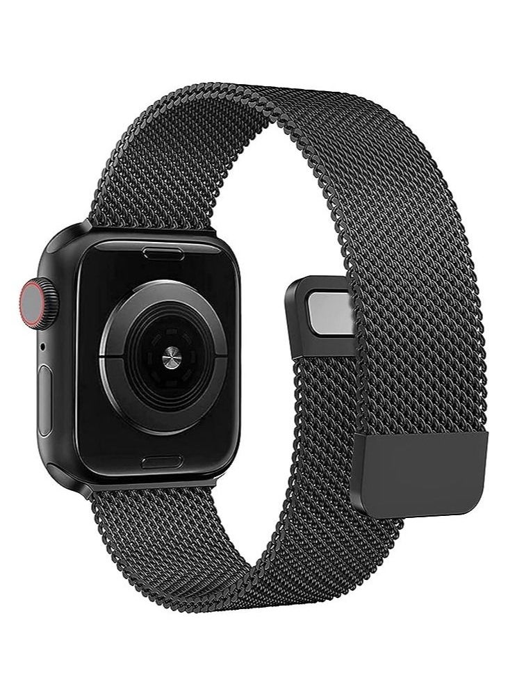 Generic ecband Magnetic Metal Milanese Loop Band Compatible with Apple Watch Band 38mm 40mm 41mm, Adjustable Stainless Steel Mesh Strap Replacement for iWatch Series SE 7 6 5 4 3 2 1, Black  - Image 2