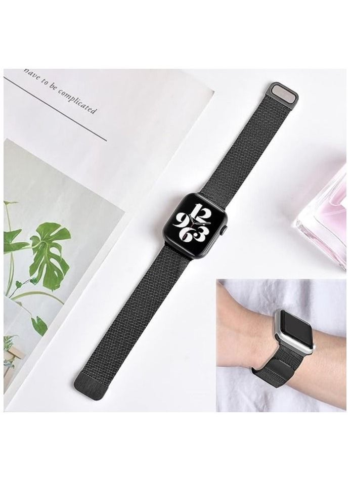 Generic ecband Magnetic Metal Milanese Loop Band Compatible with Apple Watch Band 38mm 40mm 41mm, Adjustable Stainless Steel Mesh Strap Replacement for iWatch Series SE 7 6 5 4 3 2 1, Black  - Image 4