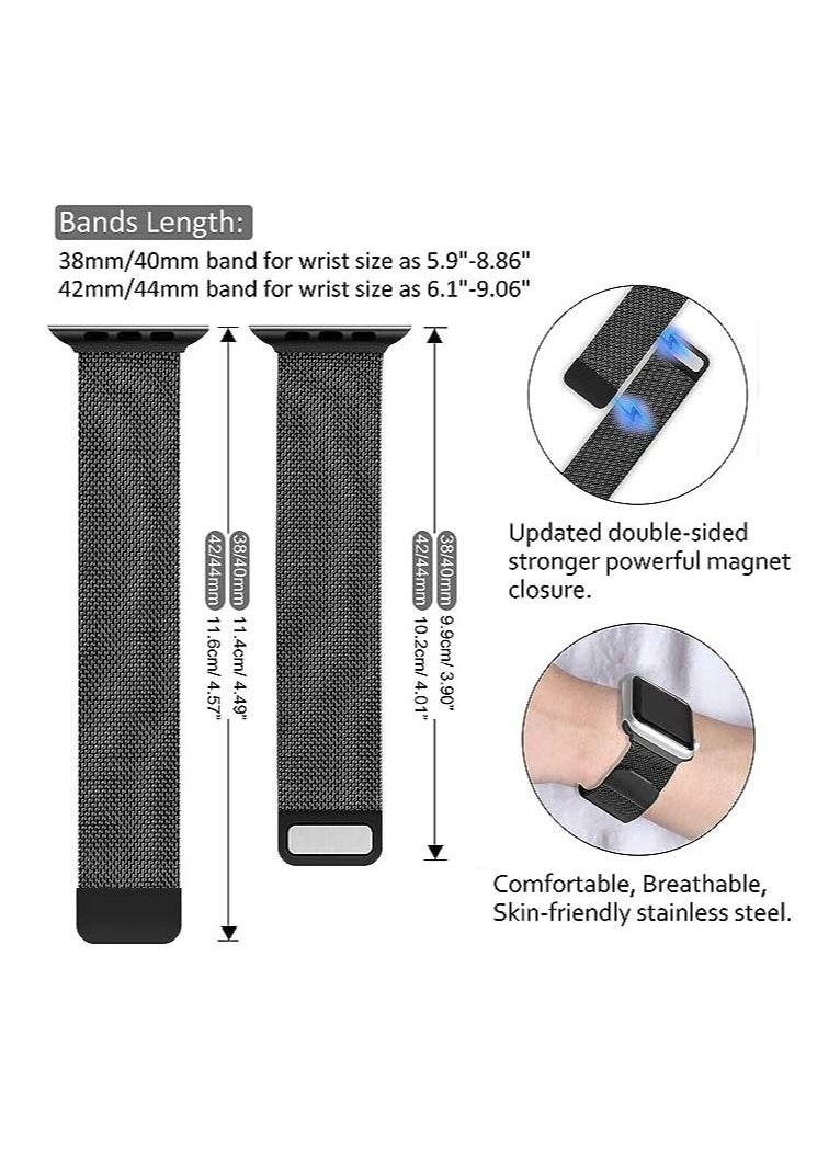 Generic ecband Magnetic Metal Milanese Loop Band Compatible with Apple Watch Band 38mm 40mm 41mm, Adjustable Stainless Steel Mesh Strap Replacement for iWatch Series SE 7 6 5 4 3 2 1, Black  - Image 3