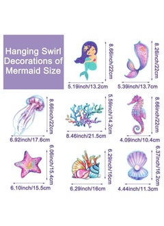 Excefore Mermaid Hanging Swirl Decorations 20 PCS Double Sided Print Mermaid Themed Foil Swirls Dangling Ceiling Streamers Wall Decals for Kids Girls Birthday Baby Shower Under the Sea Party Supplies  - Image 4