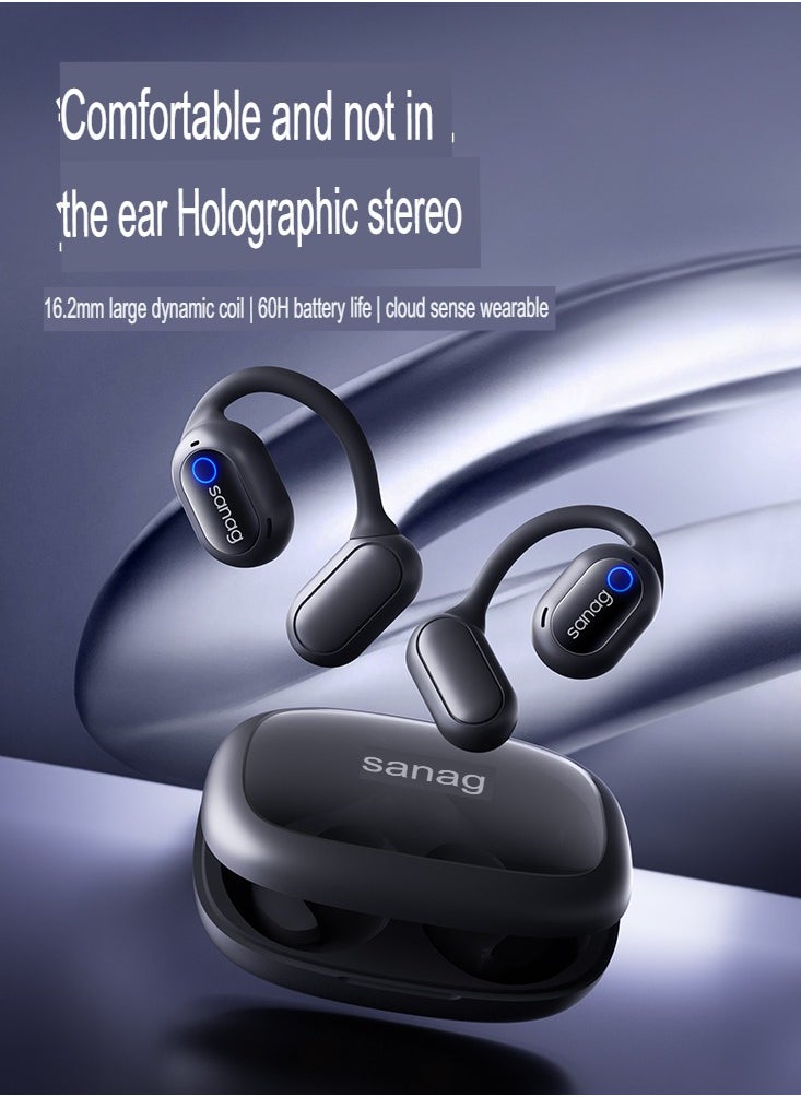 sanag C6 Open Ear Headphones, Comfortable And Durable Bluetooth Wireless Earbuds, Long Battery Life Waterproof Stylish Earphones For Work, Running, Cycling, (Black)  - Image 4