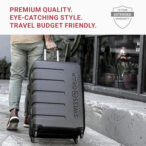 SWISSGEAR سويس جير 7366 حقيبة سفر صلبة قابلة للتوسيع بعجلات دوارة، كوبالت، مقاس متوسط 23 بوصة - Image 4