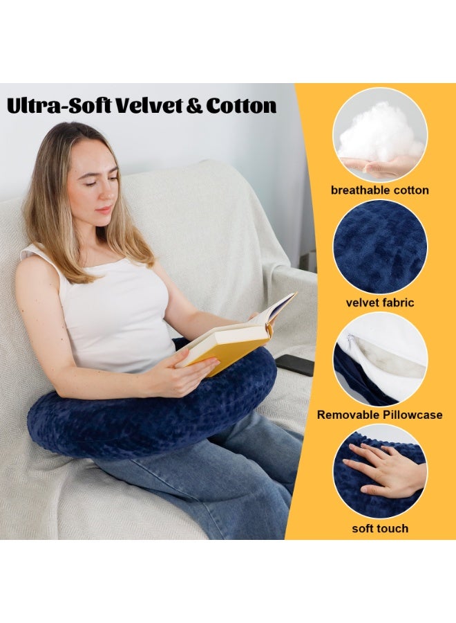 وسادة قراءة مريحة للسرير ودعم الظهر - قماش فليني ناعم مع حشوة قطن بي بي عالي الجودة - مثالية للقراءة والألعاب والاسترخاء في السرير ومشاهدة التلفاز - Image 3