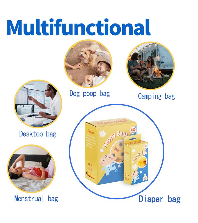 240 Yellow Pieces Disposable Diaper Waste Bags With Long Dispenser For On The Go Use - Image 5