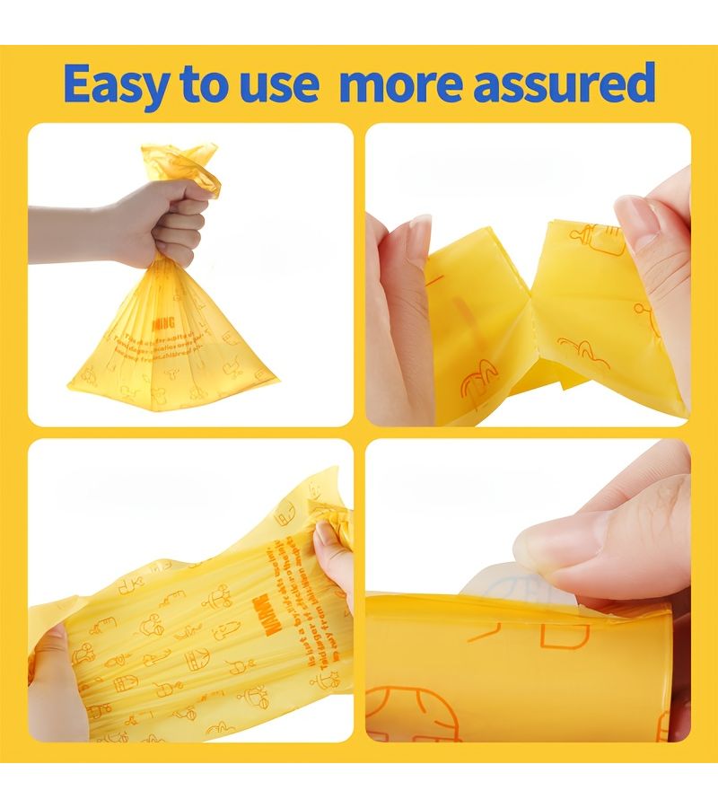 240 Yellow Pieces Disposable Diaper Waste Bags With Long Dispenser For On The Go Use - Image 3